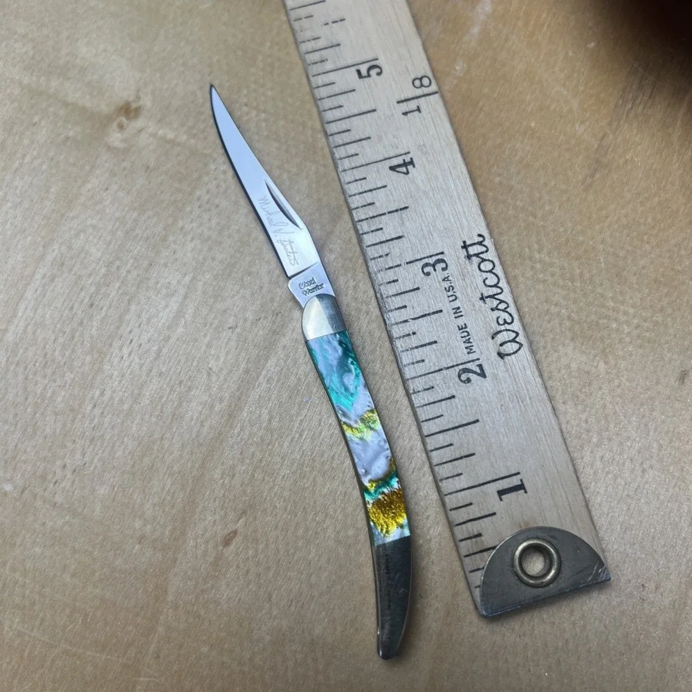 Rare! Michael‎ Prater Toothpick Knife Turquoise, Gold, Ivory Handle